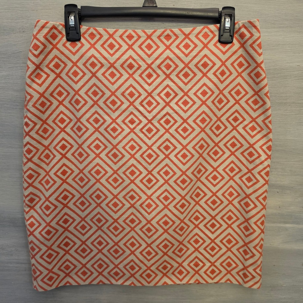 Ann Taylor 98% Cotton Abstract Geometric Print Tailored Mini Skirt Size 8 GC